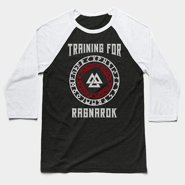 Training For Ragnarok Viking Fitness Bodybuilding Baseball T-Shirt by PlimPlom